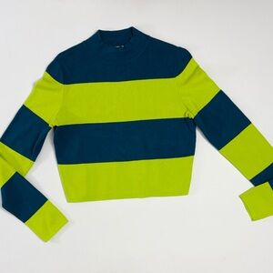 Victor Glemaud X Target Lime Green & Teal Striped Cropped Sweater Sz XS
